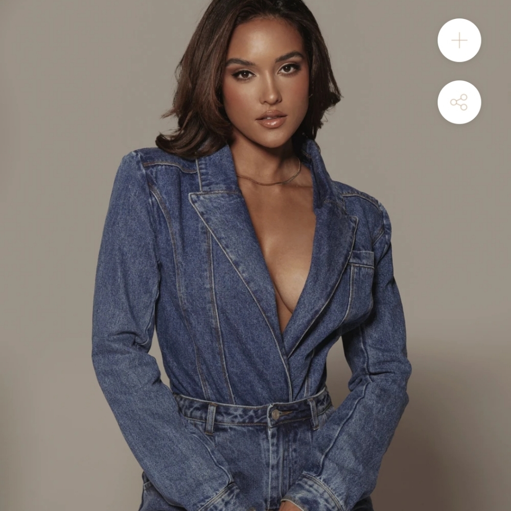 Dominica-Structured Denim Bodysuit